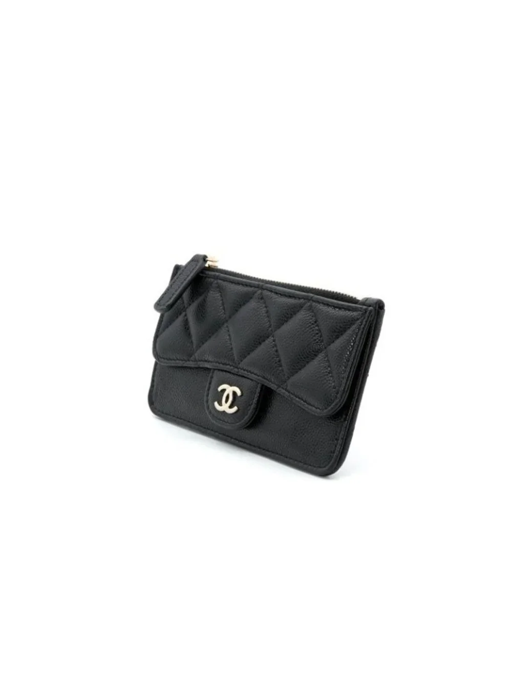 Chanel Wallet Coin Purse Black Gold Fragment Case Card Slot Classic